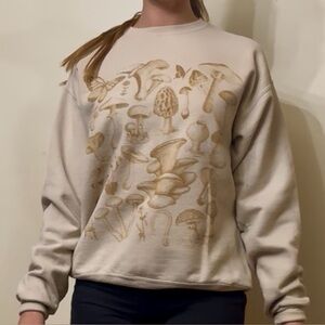 Women's Gray Sweater with Mushroom Print